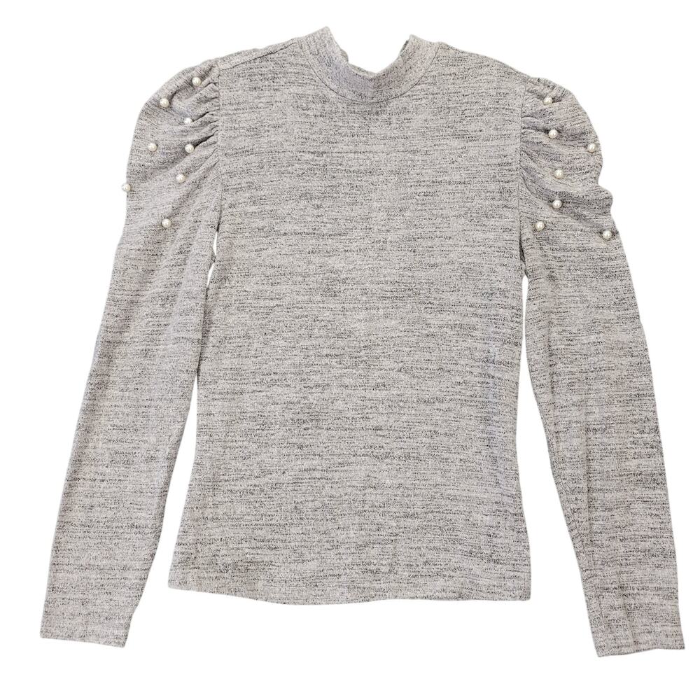 Room Mates Gray Sweater Stretch Preppy Pearl Long Sleeves Classic Womens Size M